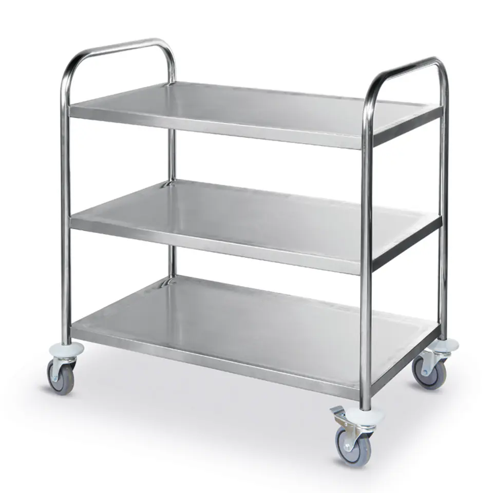 ⁨3-shelf stainless steel waiter trolley up to 225Kg - Hendi 810101⁩ at Wasserman.eu