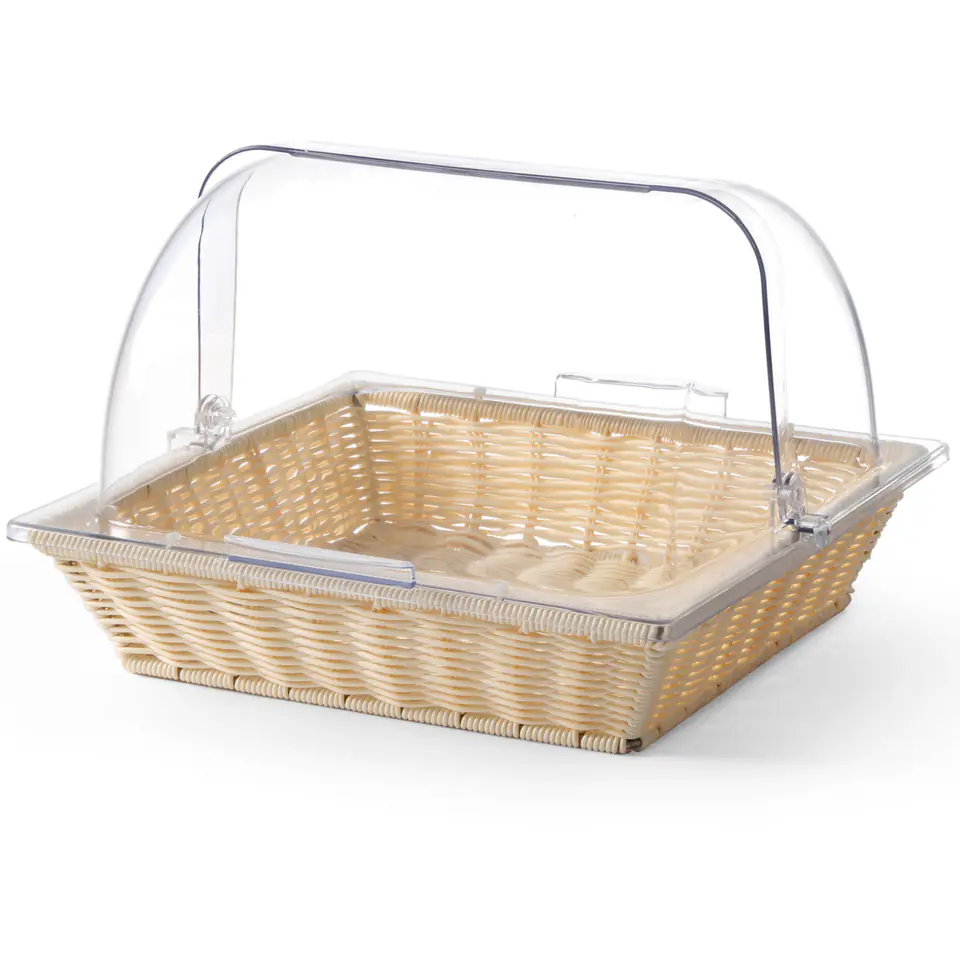 ⁨Polyrattan bread basket with ROLLTOP GN2/3 lid height 245mm - Hendi 426968⁩ at Wasserman.eu