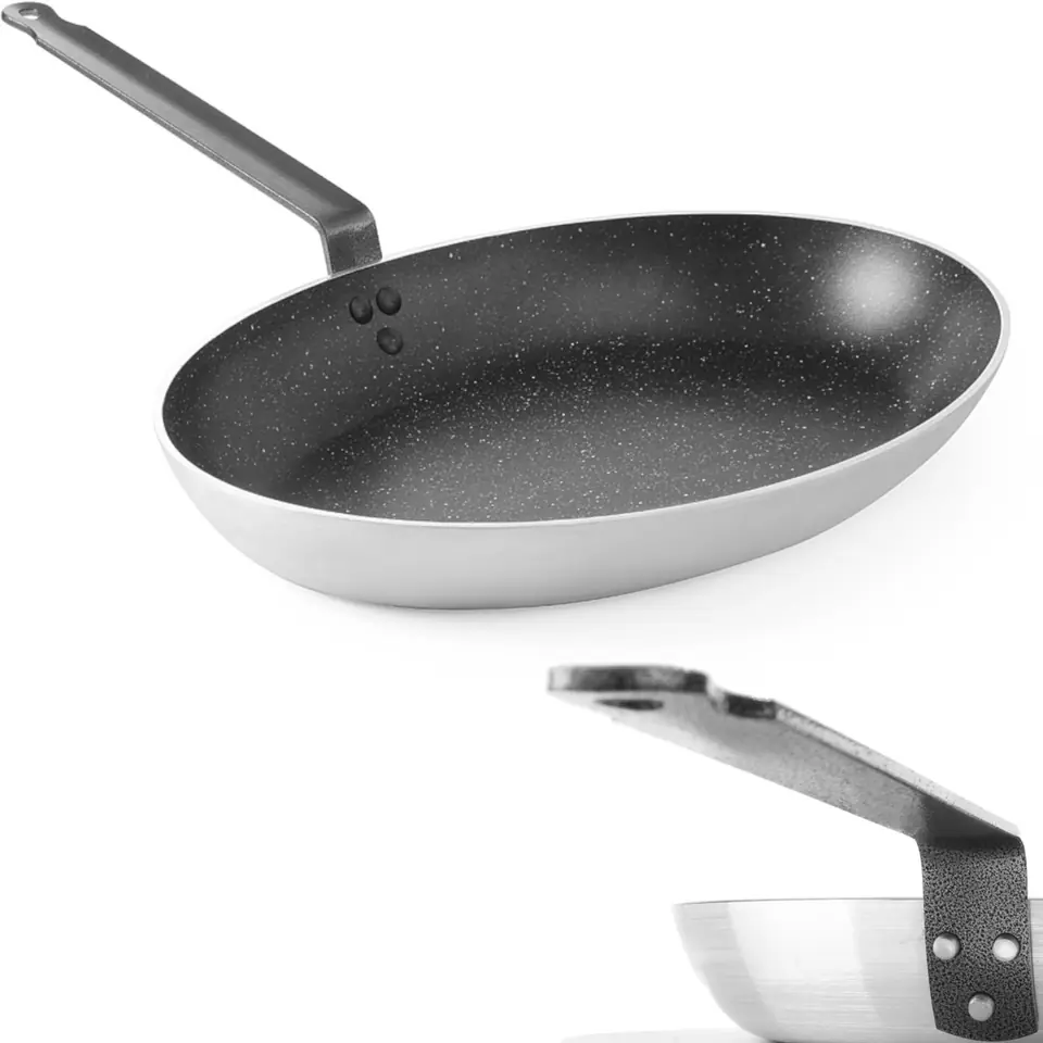 Fish frying pan with marbled coating oval 280x400mm - Hendi 627716 at Wasserman.eu