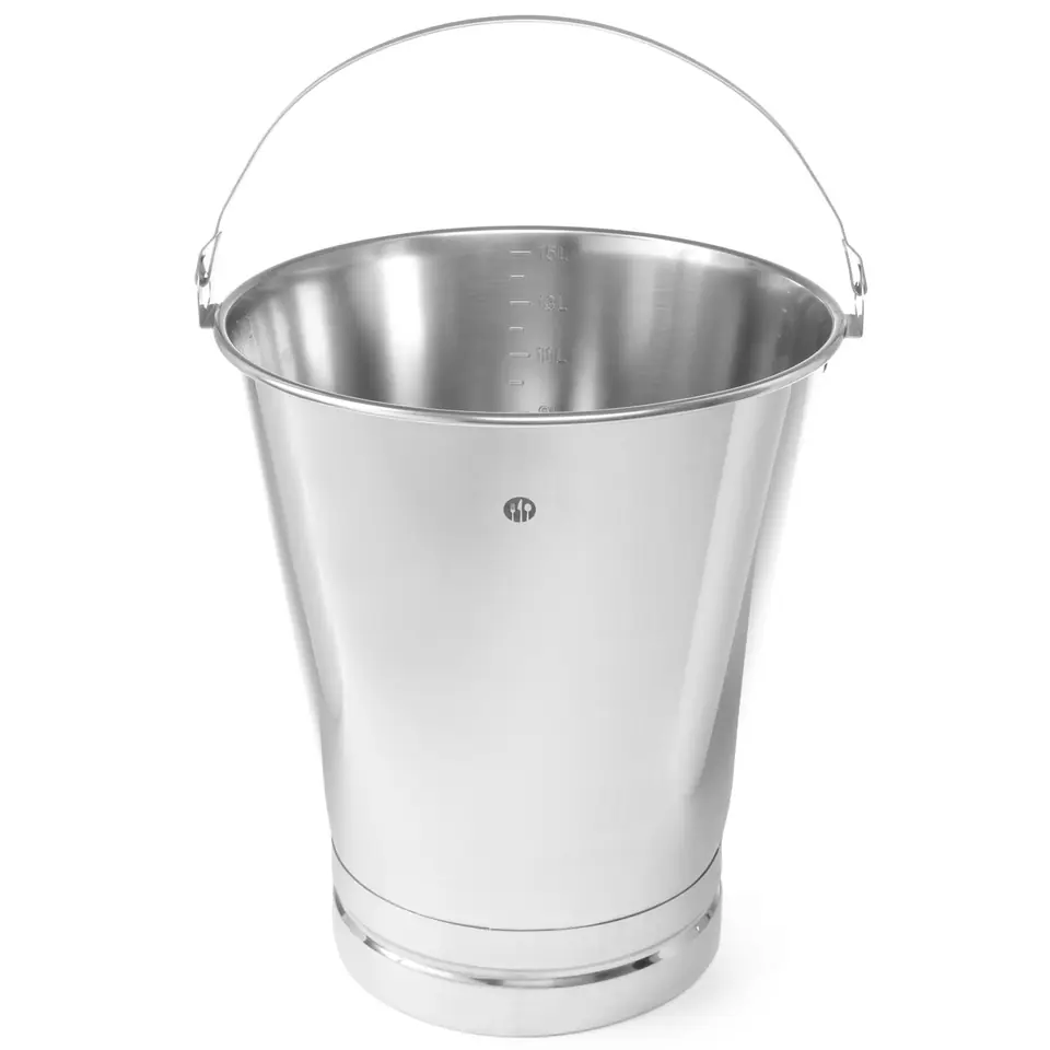 ⁨Wiadro gastronomiczne do kuchni ze stali nierdzewnej z pierścieniem i podziałką 15L - Hendi 516720⁩ w sklepie Wasserman.eu