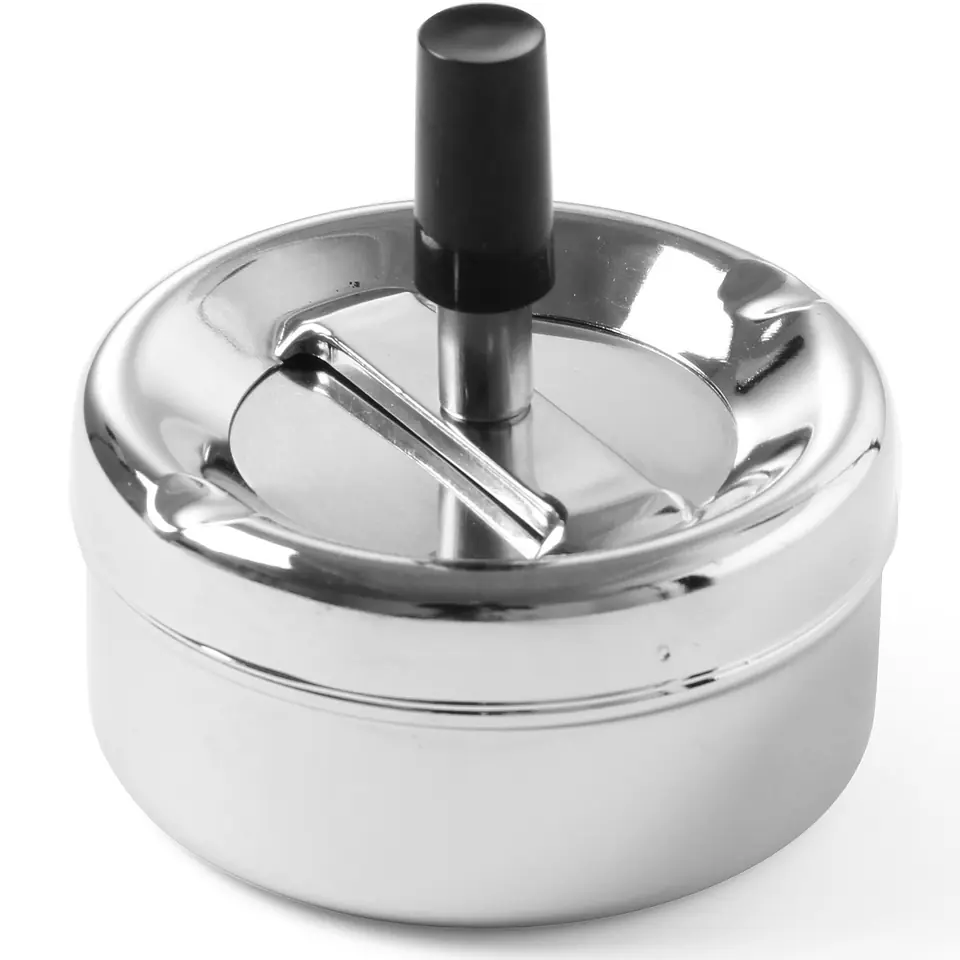 ⁨Closed ashtray with rotary button stainless steel dia. 90mm - Hendi 440209⁩ at Wasserman.eu