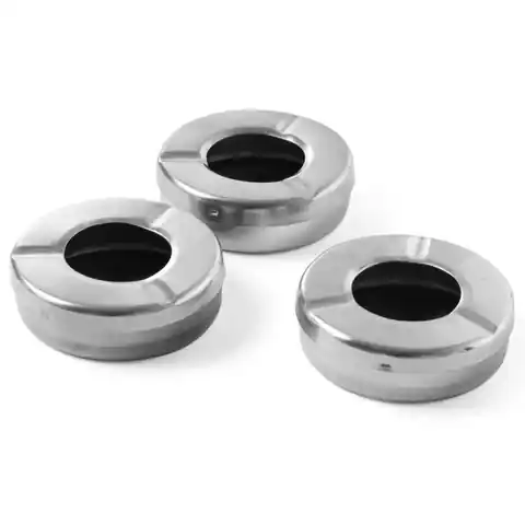 ⁨Ashtray with lid stainless steel diameter. 90mm set of 3pcs. - Hendi 440490⁩ at Wasserman.eu