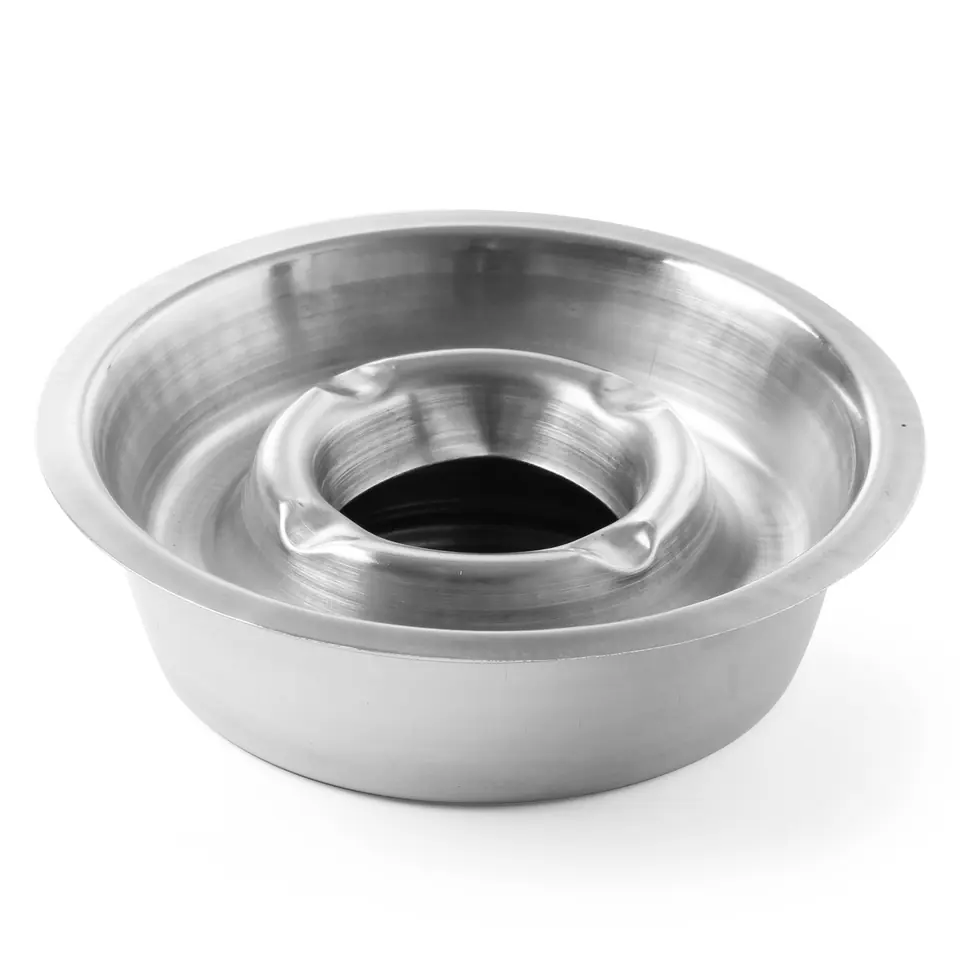 ⁨Ashtray with ash trough stainless steel deep diameter 140mm - Hendi 440605⁩ at Wasserman.eu