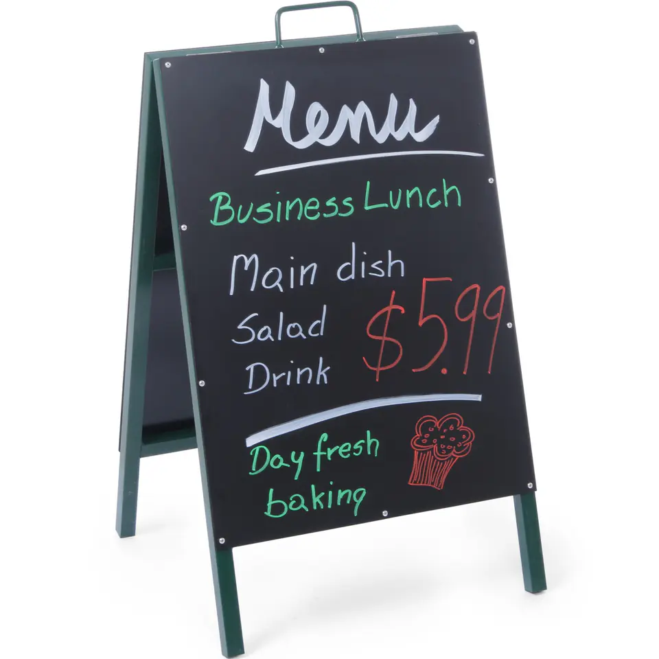 ⁨Tablica informacyjna reklamowa MENU wolnostojąca do restauracji 500x850mm - Hendi 664117⁩ w sklepie Wasserman.eu