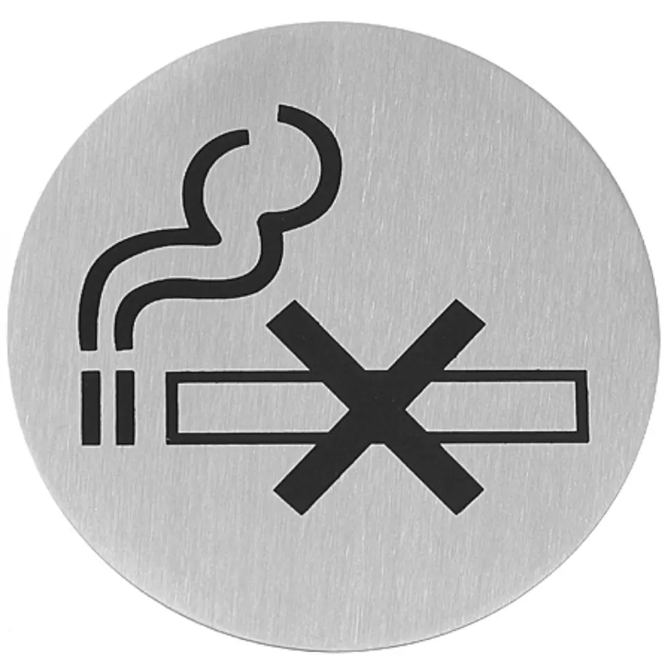 ⁨Self-adhesive information plate NO SMOKING stainless steel diameter 75mm - Hendi 663639⁩ at Wasserman.eu