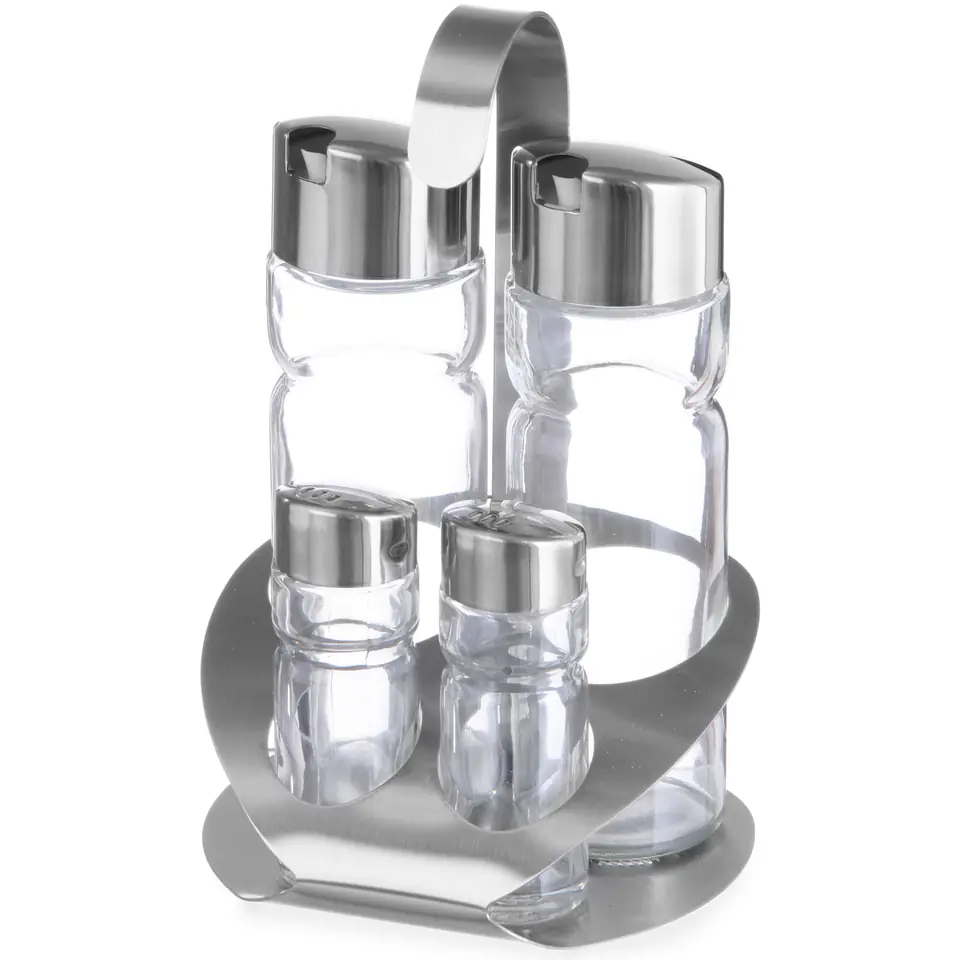 ⁨Stainless steel spice set salt pepper olive oil wine vinegar - Hendi 465356⁩ at Wasserman.eu