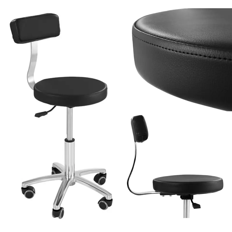 ⁨Mobile cosmetic chair on wheels Physa TERNI black⁩ at Wasserman.eu