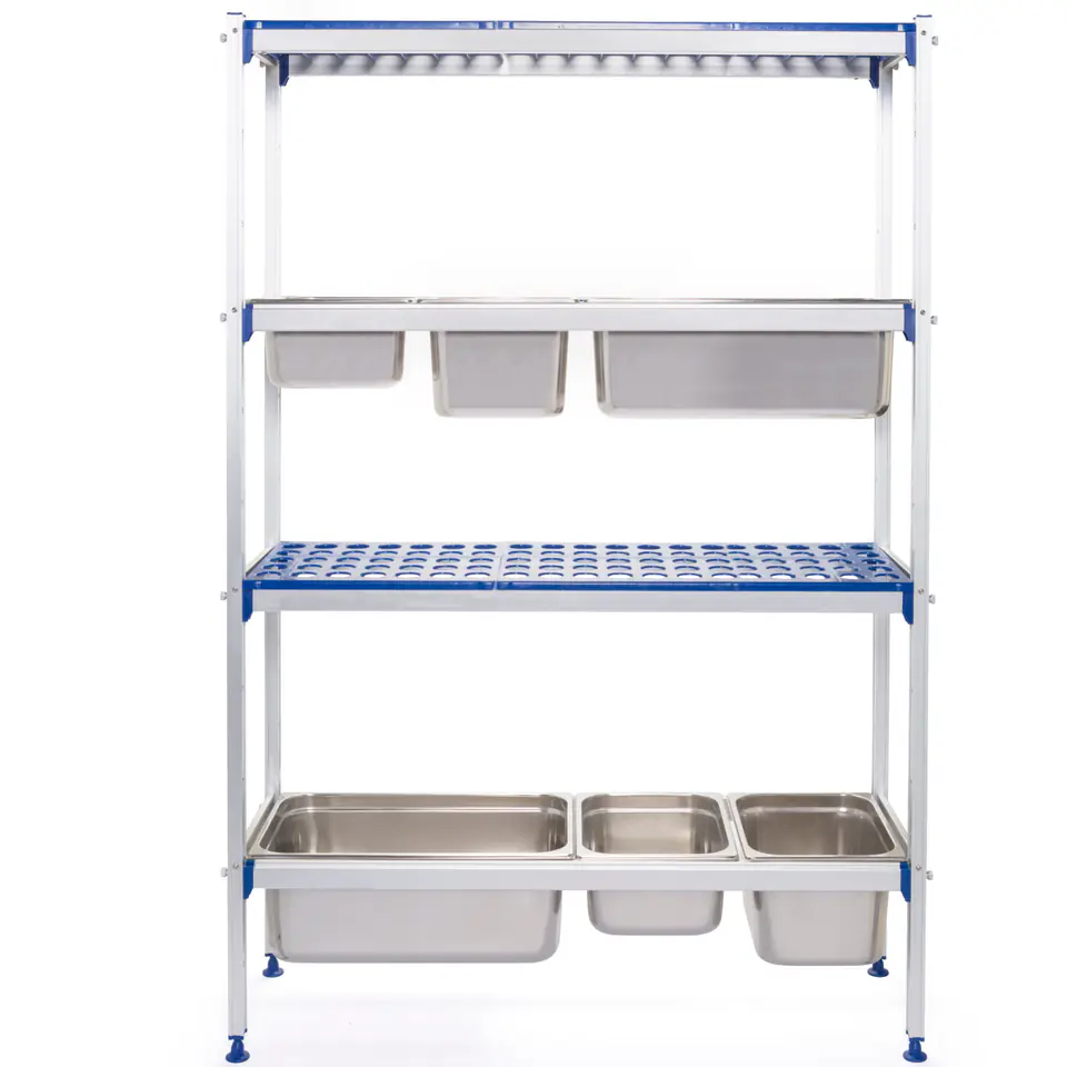 ⁨Catering storage rack for the kitchen aluminum for containers GN1/1 width 112cm⁩ at Wasserman.eu