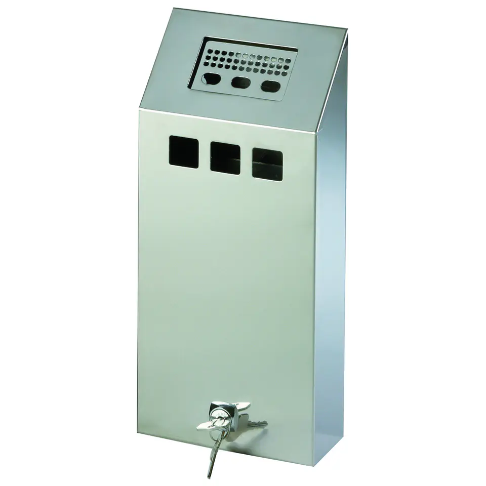 ⁨Wall Ashtray with Removable Container Lockable Stainless Steel 1.5L⁩ at Wasserman.eu