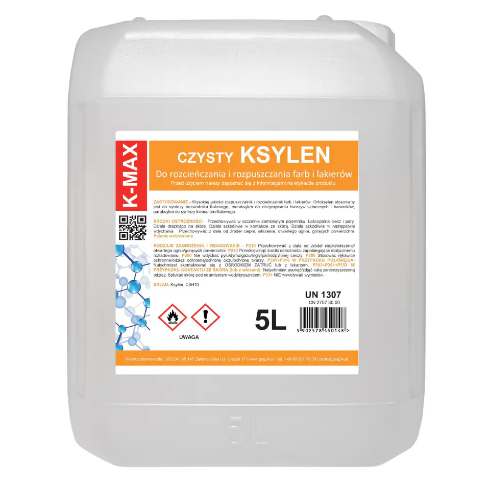 Ksylen rozpuszczalnik rozcieńczalnik organiczny do farb i lakierów K-MAX 5L w sklepie Wasserman.eu
