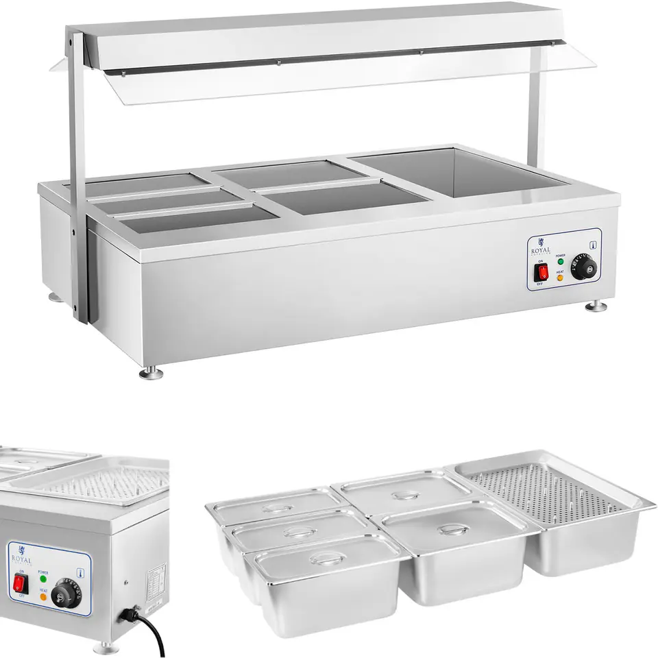 ⁨Dry Bain-marie water free-standing heater 6 x GN 150mm 55L Royal Catering⁩ at Wasserman.eu