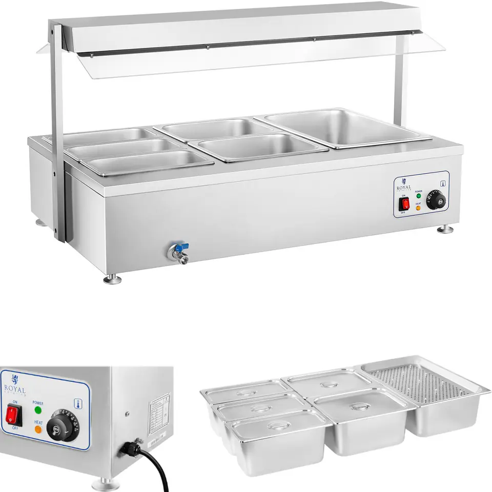 ⁨Bain-marie freestanding water heater with tap 6 x GN 150mm 55L Royal Catering⁩ at Wasserman.eu