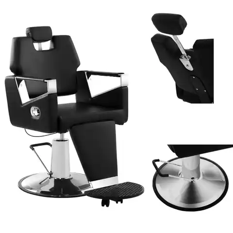 ⁨Professional barber hairdressing chair with swivel footrest TURIN Physa black⁩ at Wasserman.eu