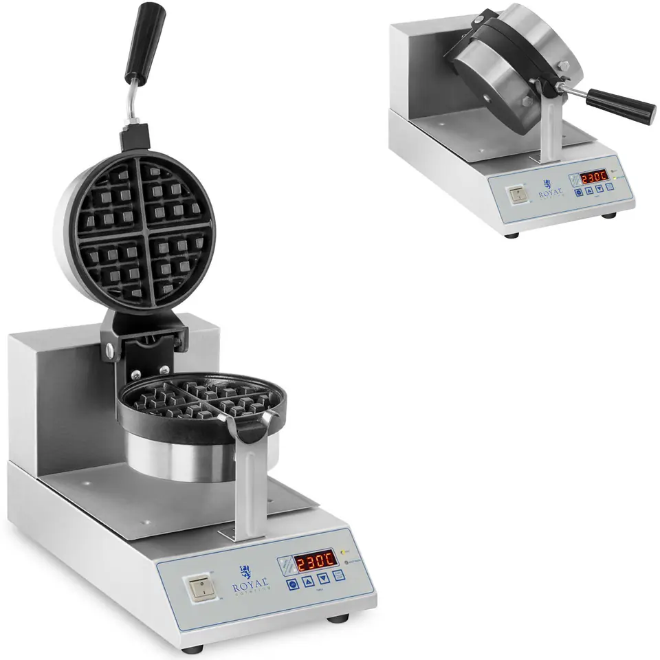 Swivel waffle maker for waffles round quarters of diameter. 18cm 1300W RCWM-1300-RE at Wasserman.eu