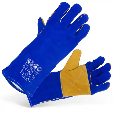 ⁨Welding protective work gloves, cowhide blue⁩ at Wasserman.eu