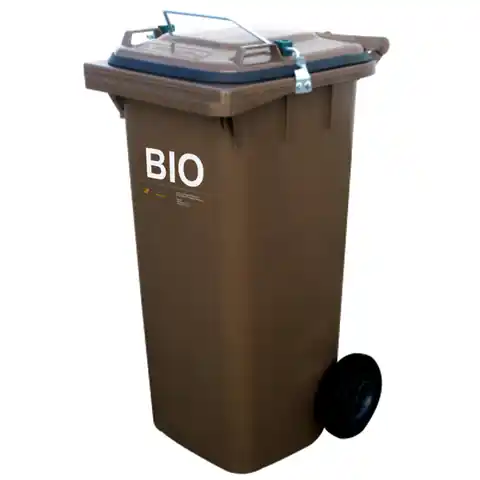 ⁨Kosz pojemnik kubeł GASTRO ze szczelną pokrywą na śmieci odpady bio spożywcze - brązowy 240L⁩ w sklepie Wasserman.eu