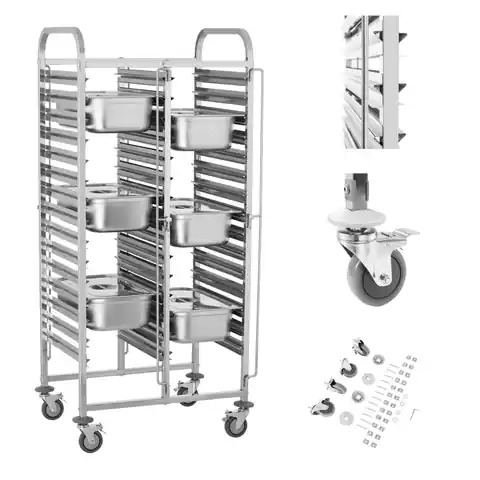 ⁨Stainless steel catering waiter trolley for gastronomy 30 x GN 1/1 RCTW-30GN.1⁩ at Wasserman.eu