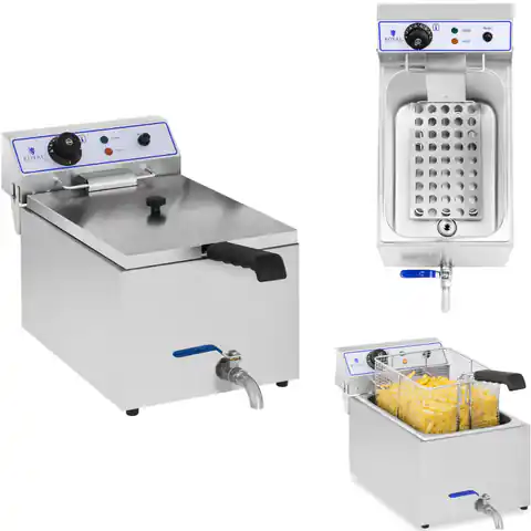 ⁨Professional Fish Fries Fryer with Tap 3000W 17L Royal Catering RCEF 15E⁩ at Wasserman.eu