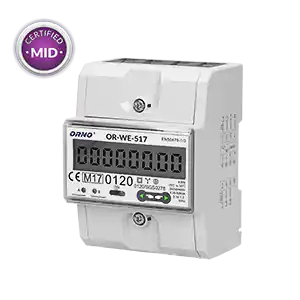 ⁨3-phase electricity meter, 80A, RS-485 port, multi-tariff, 3 modules, DIN TH-35mm⁩ at Wasserman.eu