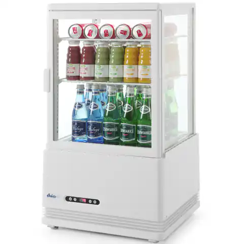 ⁨Adjustable glazed refrigerated display cabinet 58L 2 shelves white ARKTIC Hendi 233610⁩ at Wasserman.eu