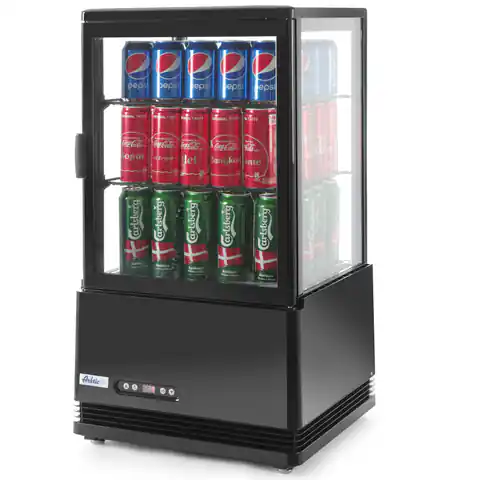 ⁨Adjustable glazed refrigerated display cabinet 58L 2 shelves black ARKTIC Hendi 233627⁩ at Wasserman.eu