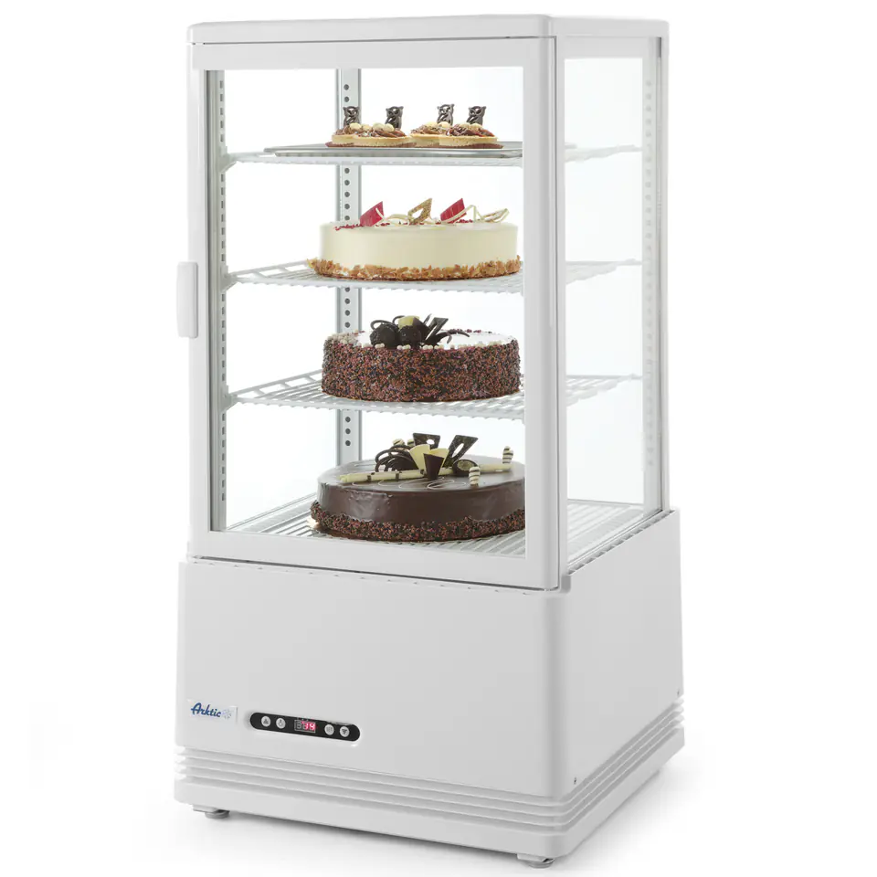 ⁨Refrigerated adjustable glass display cabinet 68L 3 shelves white ARKTIC Hendi 233634⁩ at Wasserman.eu