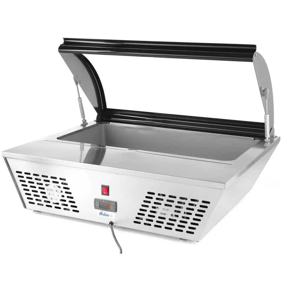 ⁨Refrigerated salad cabinet adjustable with lifting lid 8x GN 1/6 67L Hendi 233672⁩ at Wasserman.eu