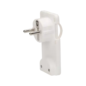 ⁨Flat plug, Uni-Schuko with handle, white⁩ at Wasserman.eu