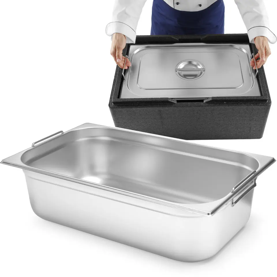 ⁨Catering container GN 1/1 with retractable handles 530x325x200mm 28L Hendi 817155⁩ at Wasserman.eu