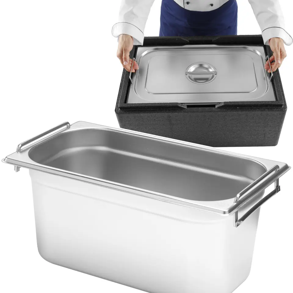 ⁨Catering container GN 1/3 with retractable handles 325x176x200mm 7.8L Hendi 817452⁩ at Wasserman.eu