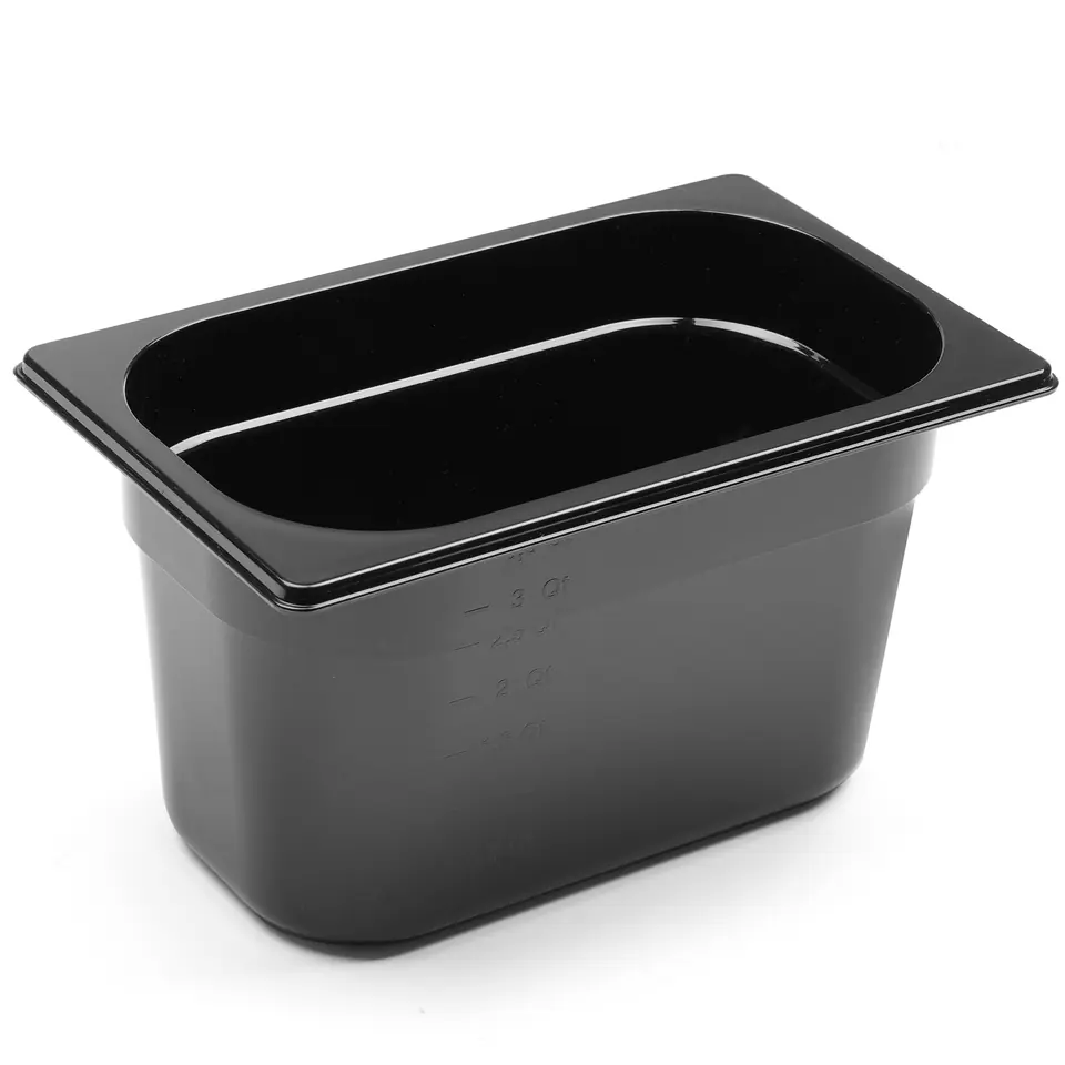 ⁨Catering container GN 1/4 made of black polycarbonate 265x162x150mm 4L Hendi 862612⁩ at Wasserman.eu