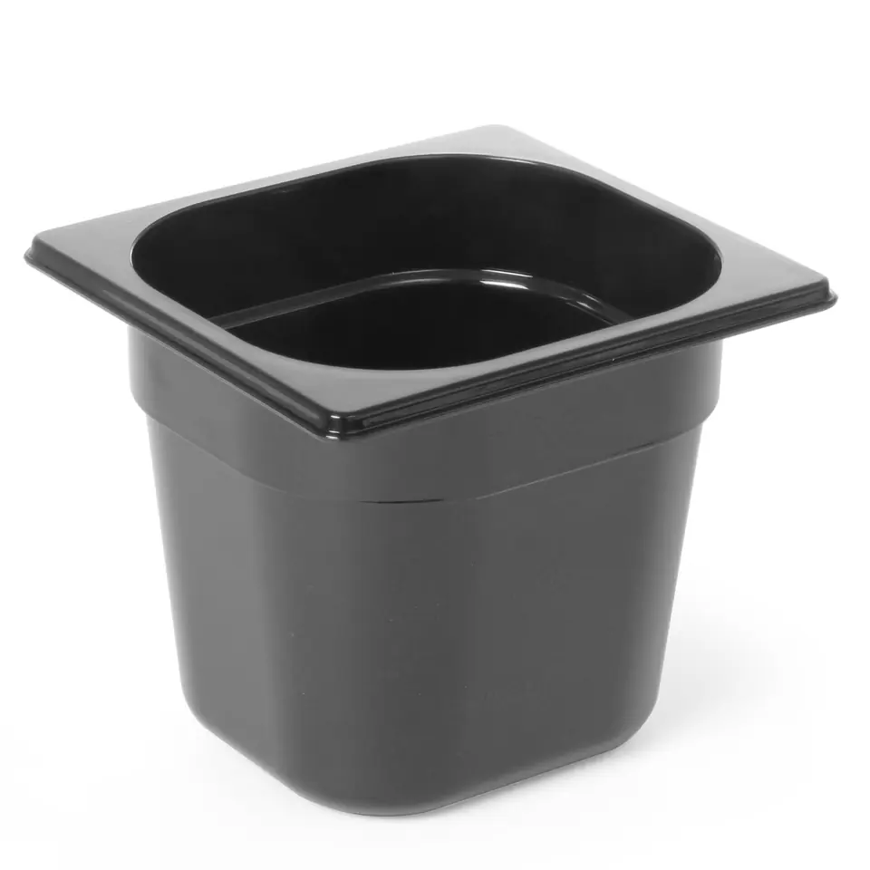 ⁨Catering container GN 1/6 made of black polycarbonate 176x162x200mm 3.4L Hendi 862704⁩ at Wasserman.eu