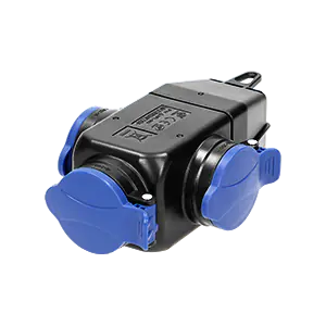 ⁨Splash-proof and impact-resistant splitter, IP44, 3 x 2P+Z sockets, 16A, 230V AC⁩ at Wasserman.eu