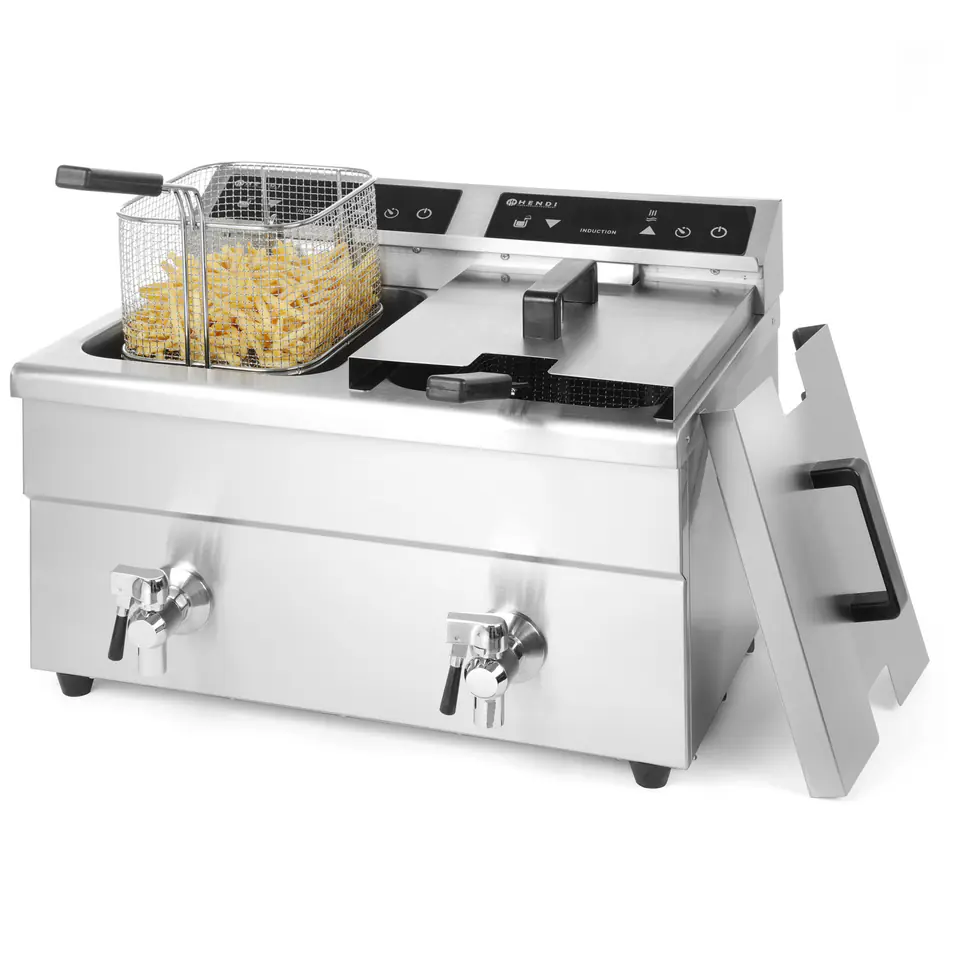 ⁨Double induction fryer with tap KITCHEN LINE 2x 8 L Hendi 215029⁩ at Wasserman.eu