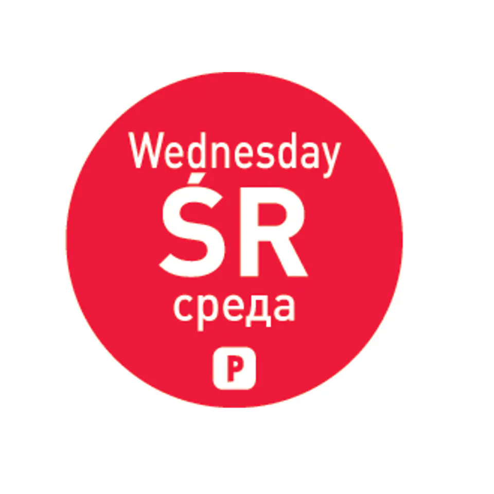 ⁨Jednorazowe naklejki food safety na pojemniki Środa PL RU EN 2000 szt. Hendi 850022⁩ w sklepie Wasserman.eu