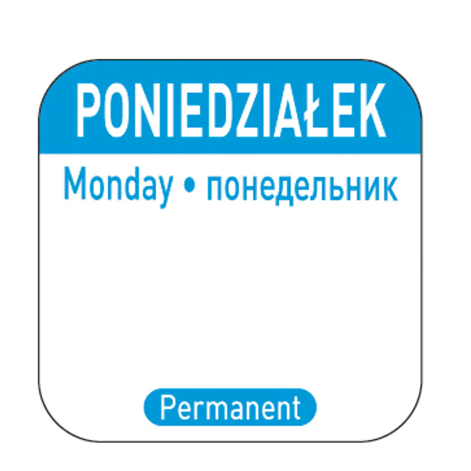 ⁨Naklejki food safety na pojemniki wielokrotnego użytku Poniedziałek PL RU EN 1000 szt. Hendi 850077⁩ w sklepie Wasserman.eu