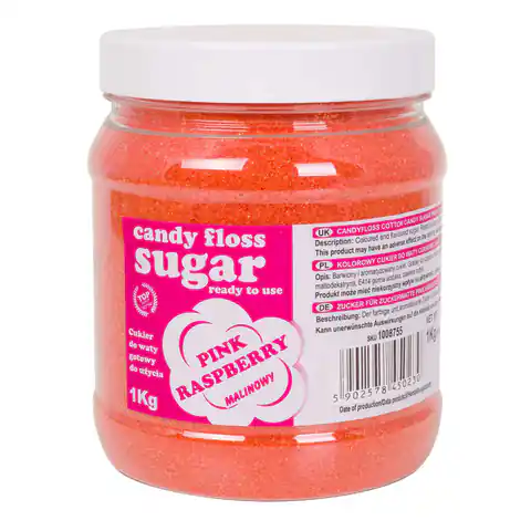 ⁨Kolorowy cukier do waty cukrowej różowy o smaku malinowym 1kg⁩ w sklepie Wasserman.eu