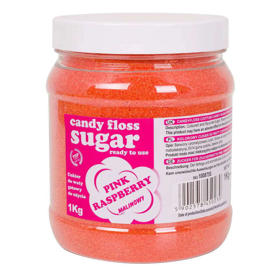 ⁨Colored sugar for cotton candy pink with raspberry flavor 1kg⁩ at Wasserman.eu