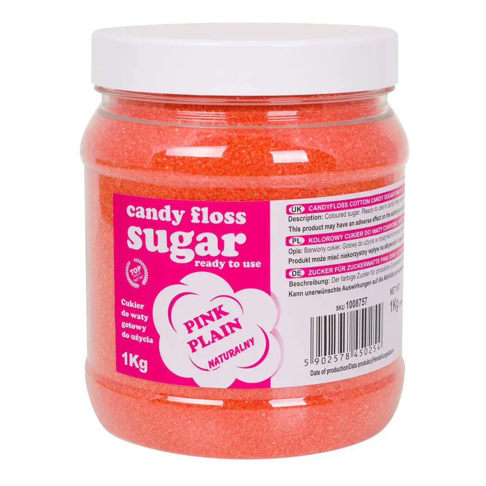 ⁨Colorful sugar for cotton candy pink natural flavor cotton candy 1kg⁩ at Wasserman.eu