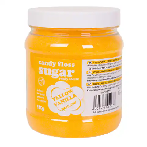 ⁨Kolorowy cukier do waty cukrowej żółty o smaku waniliowym 1kg⁩ w sklepie Wasserman.eu