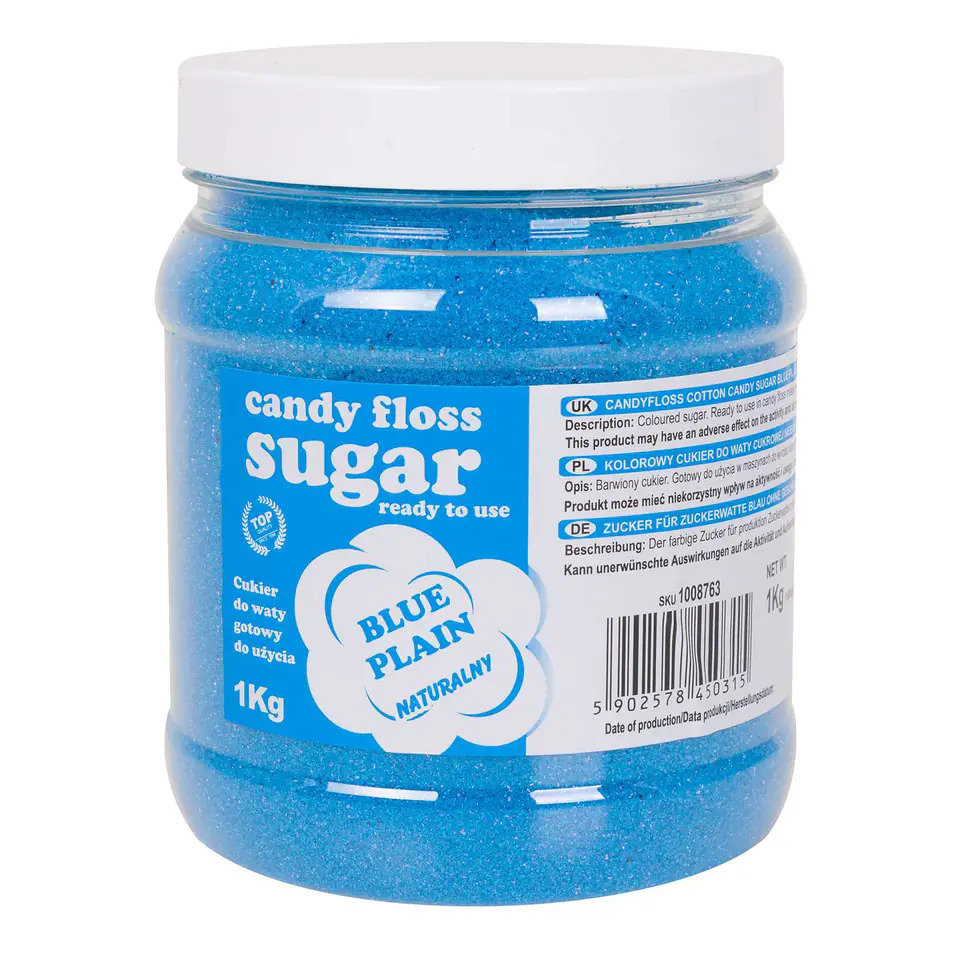 ⁨Colored sugar for cotton candy blue natural flavor of cotton candy 1kg⁩ at Wasserman.eu