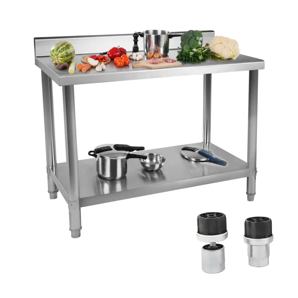 ⁨Catering work table with edge stainless steel 120x60cm⁩ at Wasserman.eu