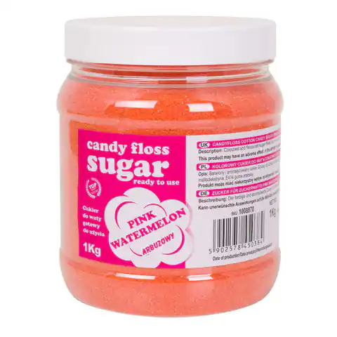 ⁨Kolorowy cukier do waty cukrowej różowy o smaku arbuzowym 1kg⁩ w sklepie Wasserman.eu