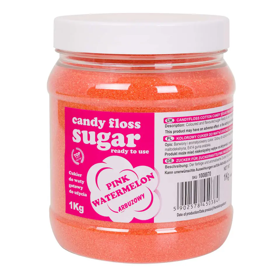 ⁨Colorful sugar for cotton candy pink with watermelon flavor 1kg⁩ at Wasserman.eu