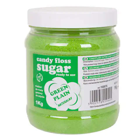 ⁨Colorful sugar for cotton candy green natural flavor cotton candy 1kg⁩ at Wasserman.eu