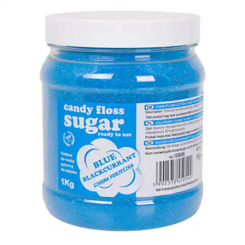 ⁨Kolorowy cukier do waty cukrowej niebieski o smaku czarnej porzeczki 1kg⁩ w sklepie Wasserman.eu