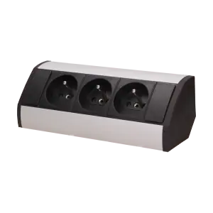 ⁨Furniture socket 3x2P+Z, black-silver⁩ at Wasserman.eu