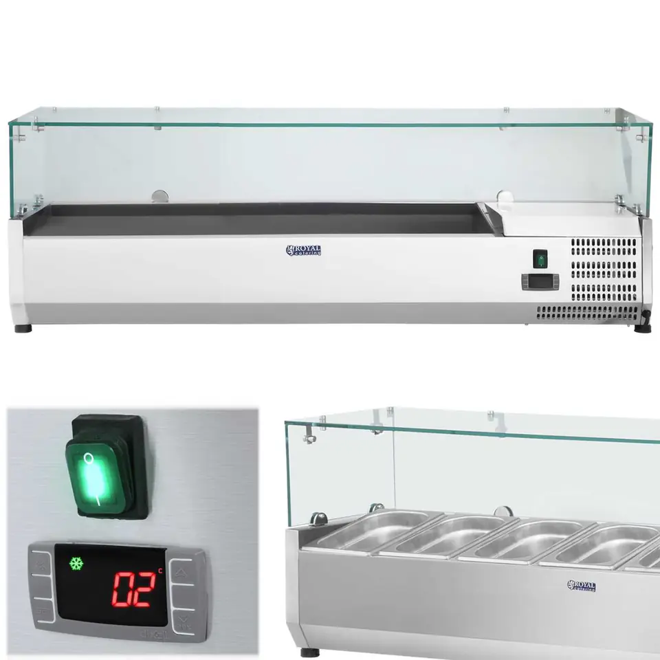 ⁨Cooling stand with glass cover 5x GN1/3 and 1x GN1/2 150cm⁩ at Wasserman.eu