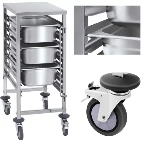 ⁨Transport catering trolley for containers 7x GN1/1 load capacity up to 50kg⁩ at Wasserman.eu
