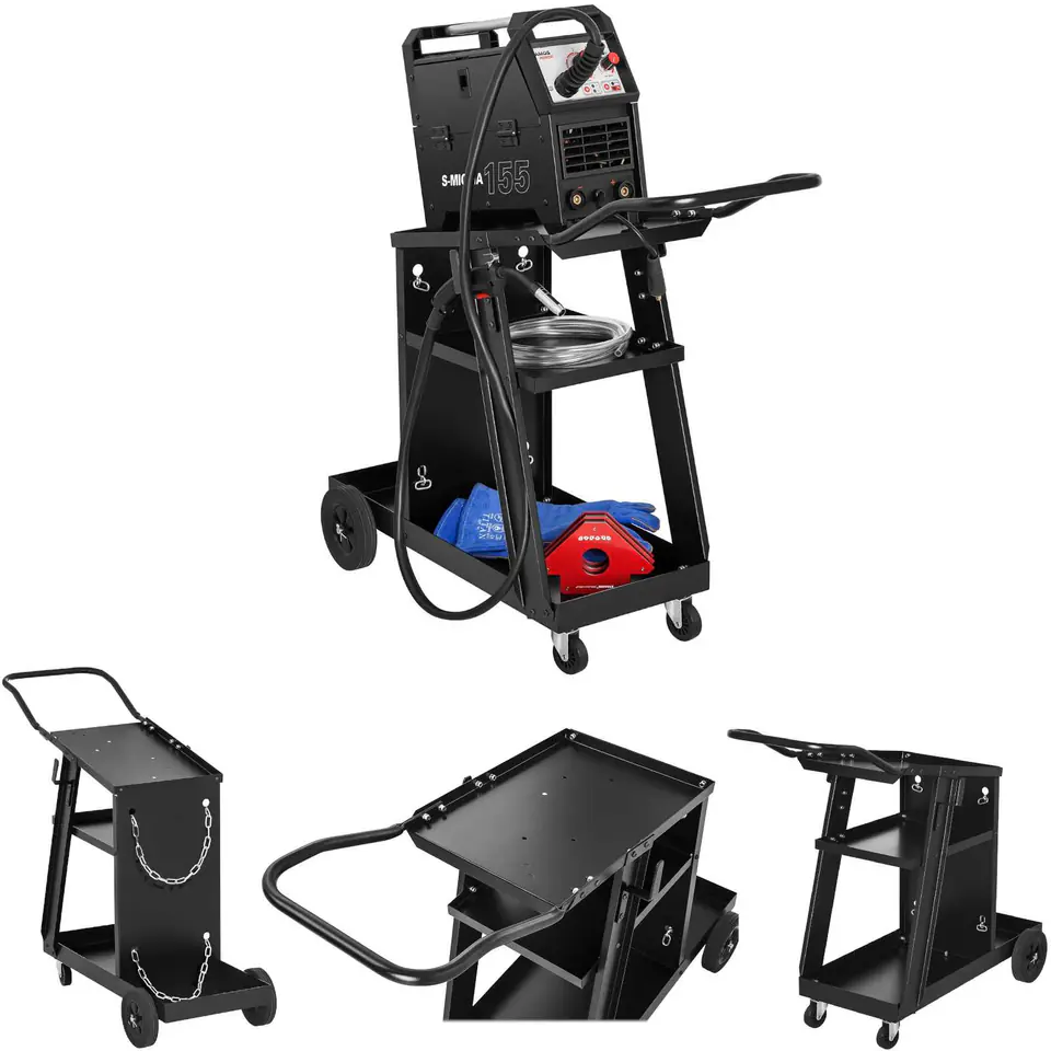 ⁨Steel workshop welding trolley with 3 shelves load capacity up to 75kg⁩ at Wasserman.eu